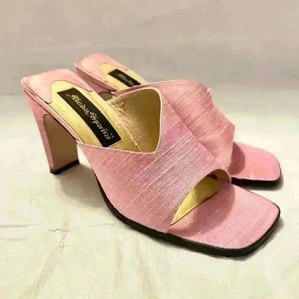 Moda Spana Rivta Pink Indian Silk Heel Sandals Sz 7 Barbie